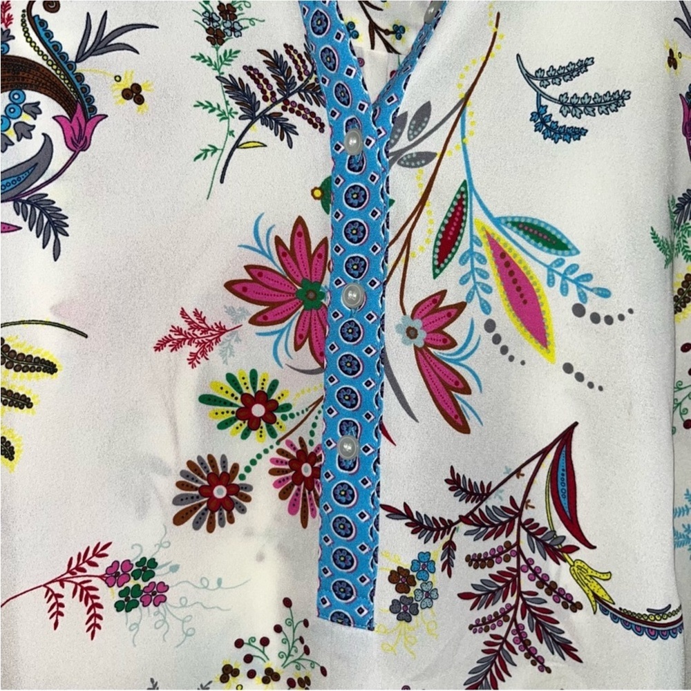Talbots Dancing Floral Band Collar Popover - Picture 7 of 8